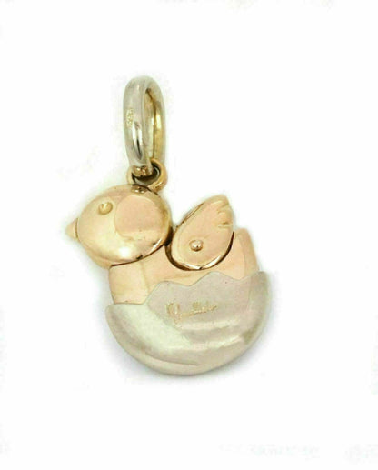 Pomellato 18k Two Tone Gold Hatching Animated Baby Chicken Charm Pendant