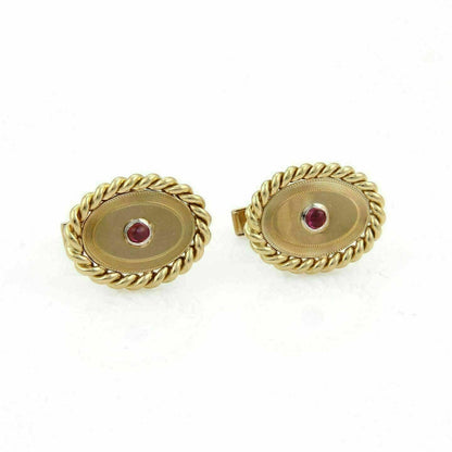 Tiffany & Co. Pink Tourmaline 18k Yellow Gold Oval Stud Cufflinks