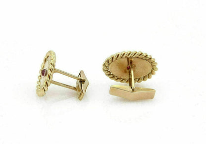 Tiffany & Co. Pink Tourmaline 18k Yellow Gold Oval Stud Cufflinks