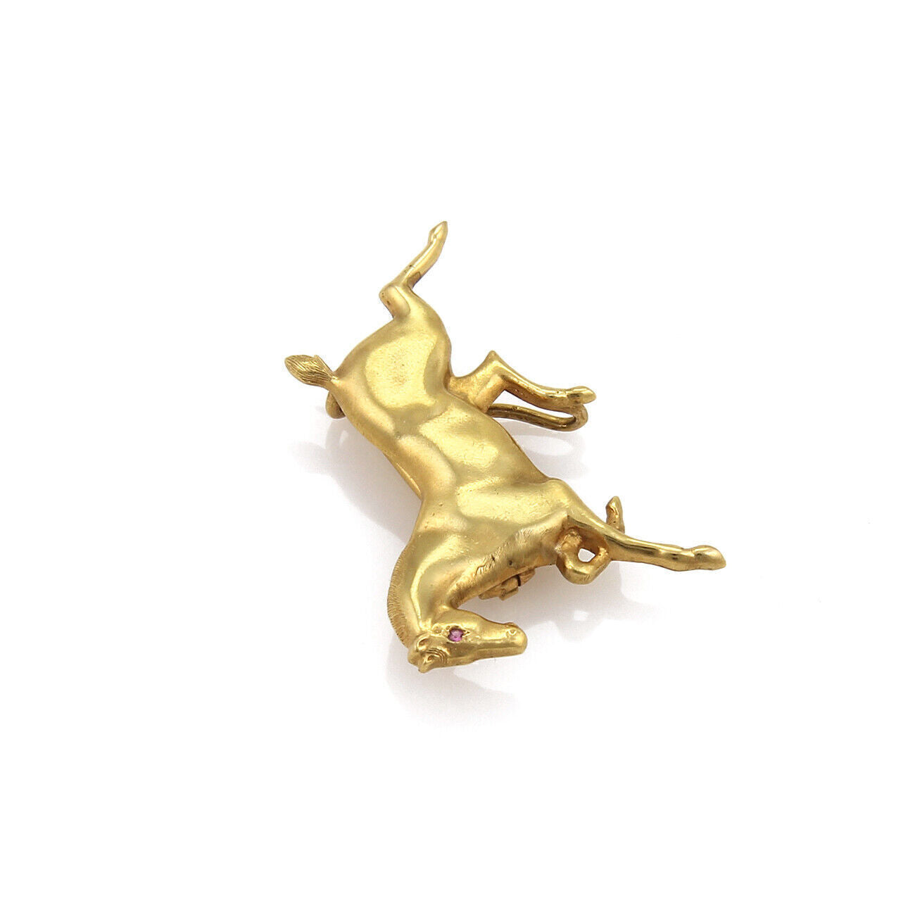 Ruby Horse 14k Yellow Gold Brooch Pin