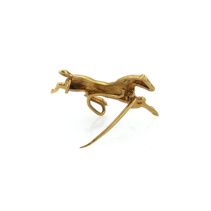 Ruby Horse 14k Yellow Gold Brooch Pin