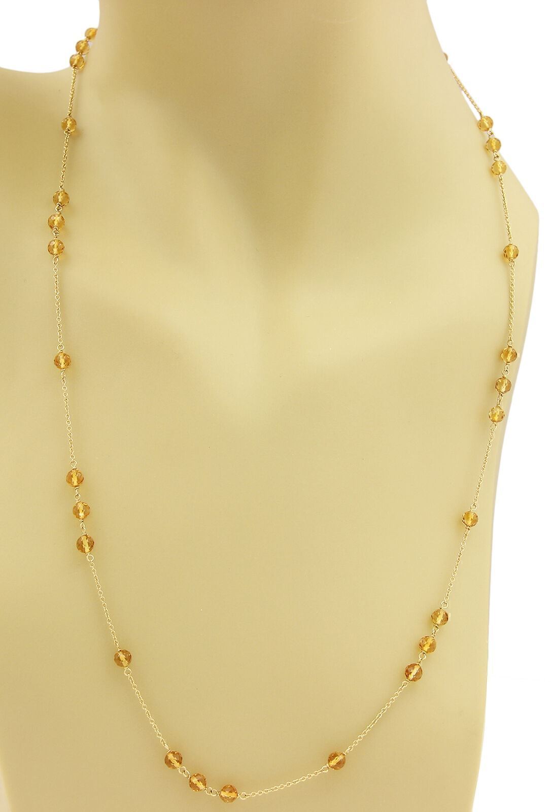 Tiffany & Co. Faceted Citrine  Beads 18k Yellow Gold Necklace 24"