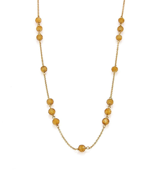 Tiffany & Co. Faceted Citrine  Beads 18k Yellow Gold Necklace 24"