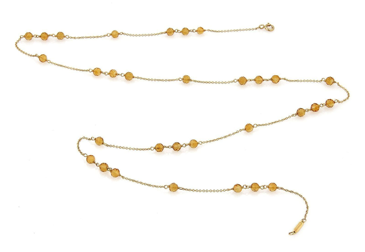 Tiffany & Co. Faceted Citrine  Beads 18k Yellow Gold Necklace 24"