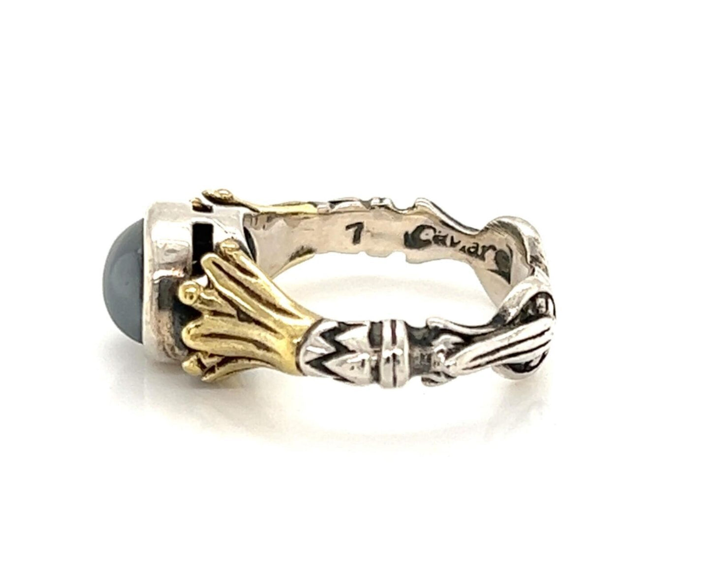 Lagos Hematite Sterling Silver & 18k Yellow Gold Ring