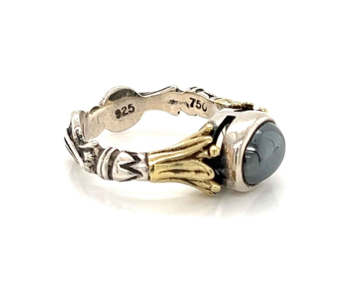 Lagos Hematite Sterling Silver & 18k Yellow Gold Ring
