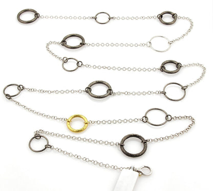 Gurhan HOOPLA Dark & White Sterling & 24k Gold Overlay Circle Necklace