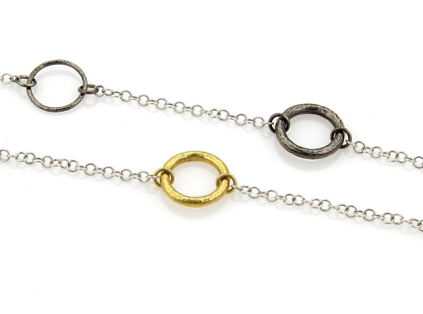 Gurhan HOOPLA Dark & White Sterling & 24k Gold Overlay Circle Necklace