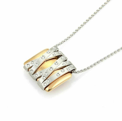 Koesis Italy Diamond Crossover 18k Two Tone Gold Pendant Necklace