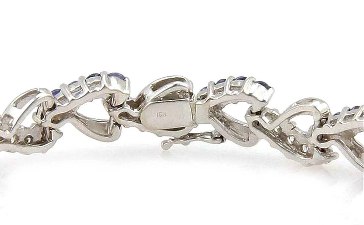 Diamond Sapphire 18k White Gold Heart Link Bracelet