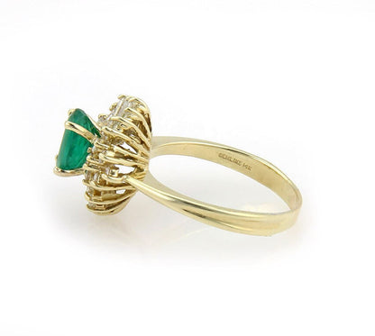 Diamond Emerald 14k Yellow Gold Cocktail Ring - Size 8.5