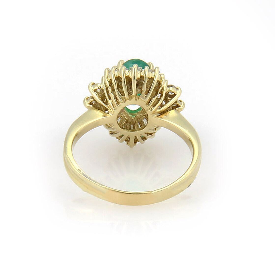 Diamond Emerald 14k Yellow Gold Cocktail Ring - Size 8.5