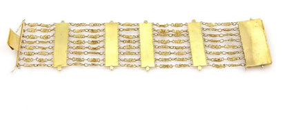 Multi Strand Arrow Bars Wide 18k Yellow Gold Bracelet