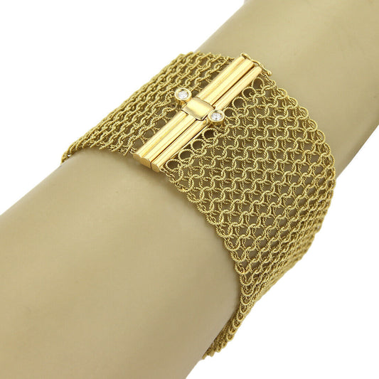 Judith Ripka Diamonds 18k Yellow Gold Wide Mesh Flex Bracelet