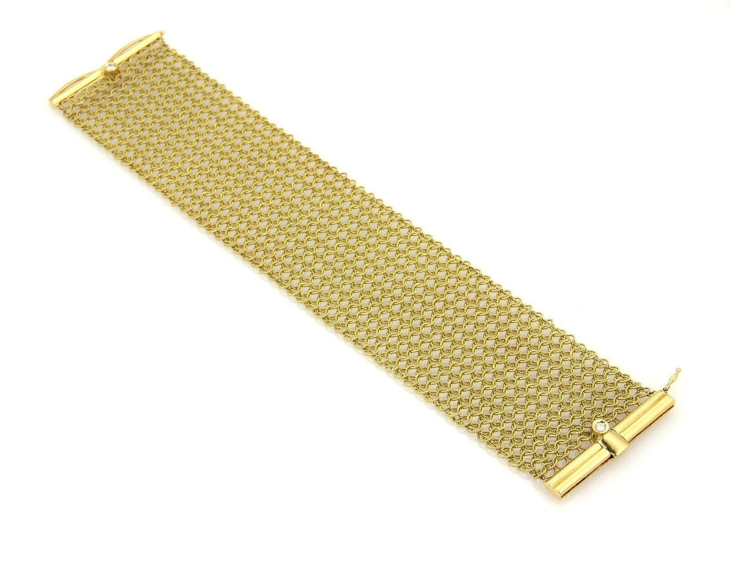 Judith Ripka Diamonds 18k Yellow Gold Wide Mesh Flex Bracelet