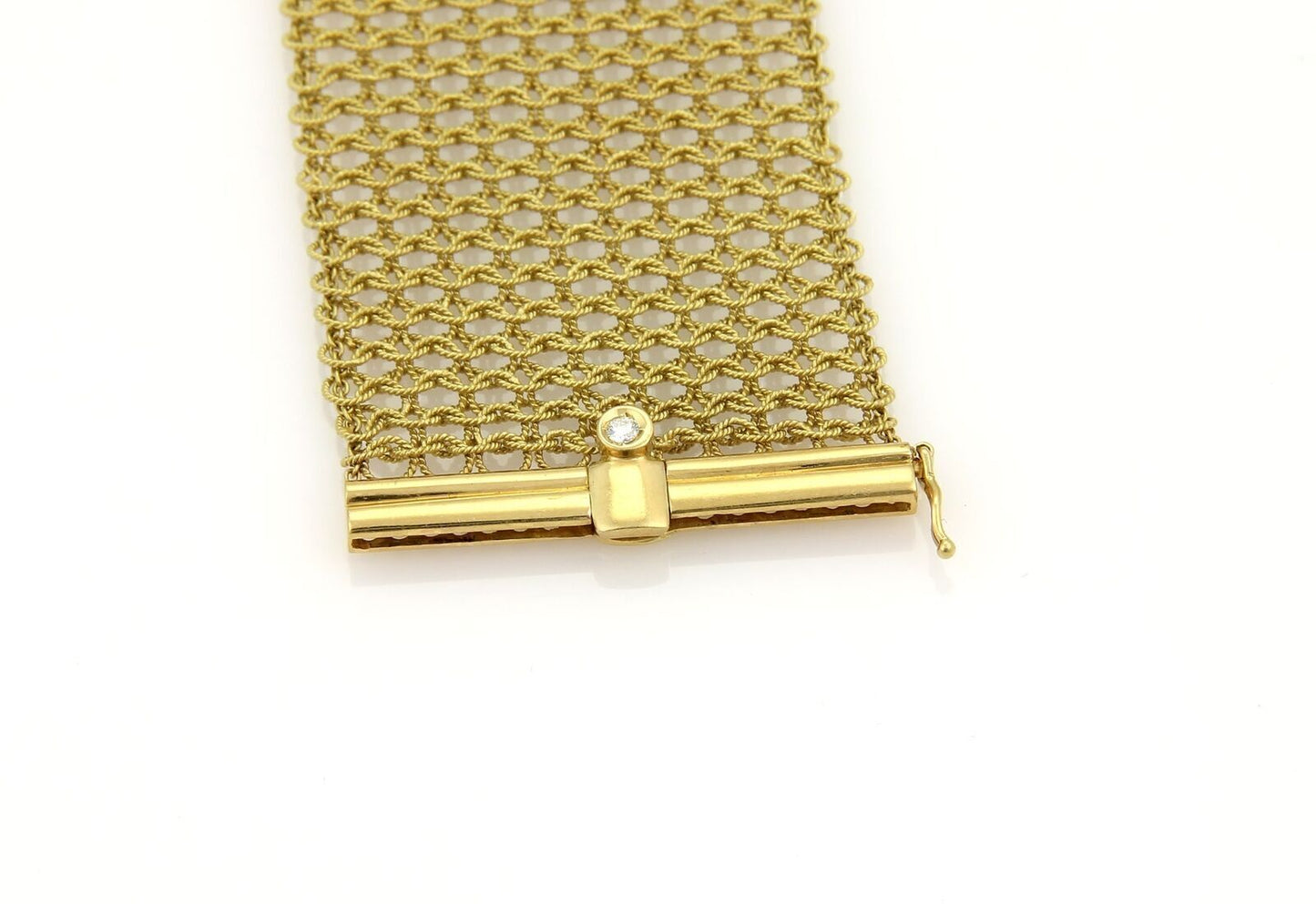 Judith Ripka Diamonds 18k Yellow Gold Wide Mesh Flex Bracelet