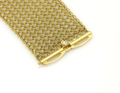 Judith Ripka Diamonds 18k Yellow Gold Wide Mesh Flex Bracelet