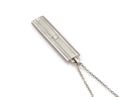 Tiffany & Co. LUCIDA Diamond 18k White Gold Long Bar Pendant Necklace