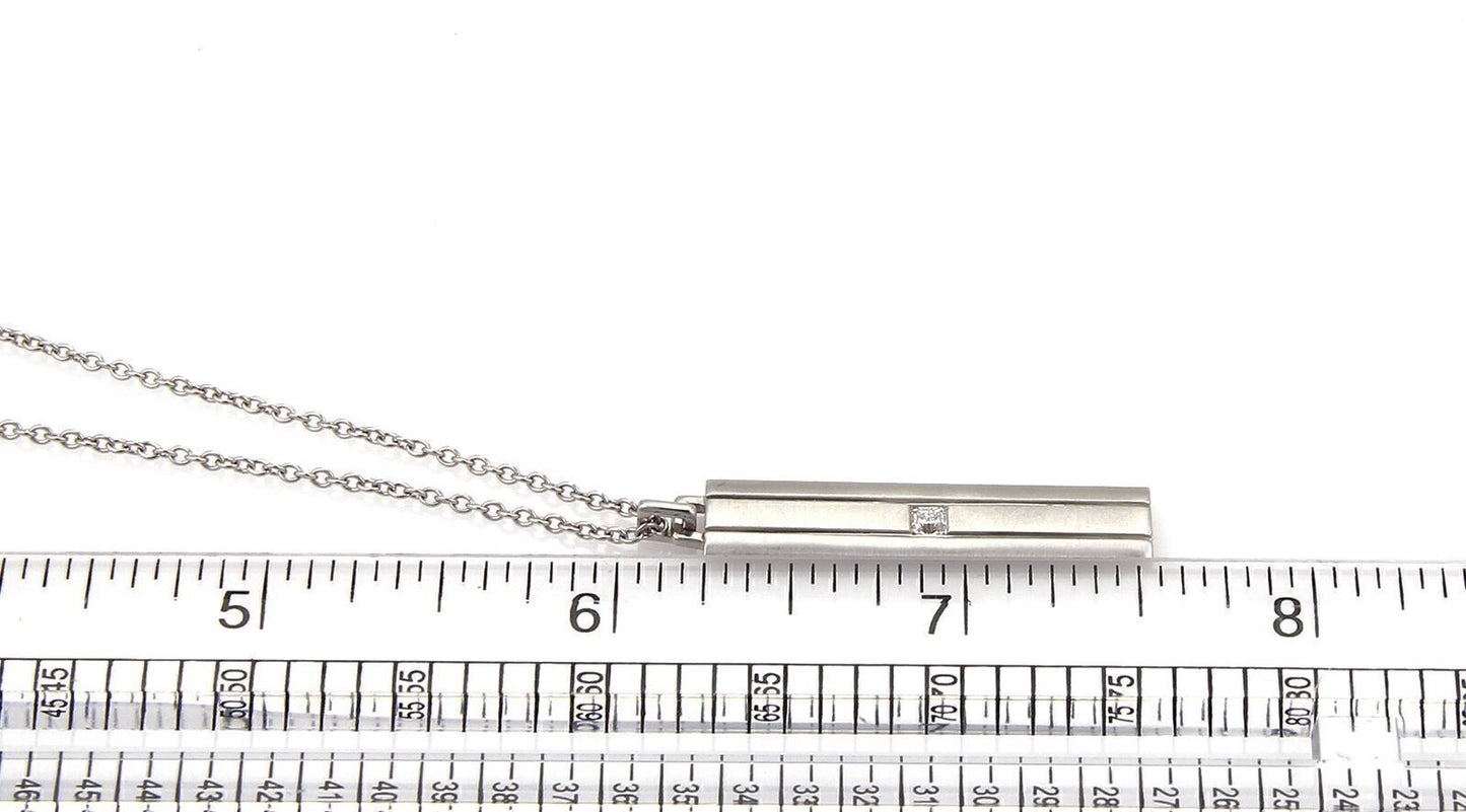 Tiffany & Co. LUCIDA Diamond 18k White Gold Long Bar Pendant Necklace