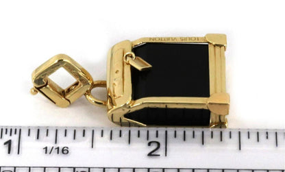 Louis Vuitton Steamer Bag 18k Yellow Gold Onyx Charm Pendant