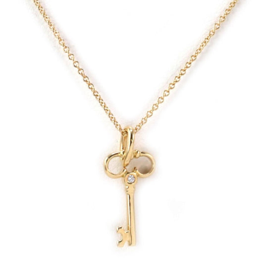 Tiffany & Co. Diamond 18k Yellow Gold Key Pendant Necklace