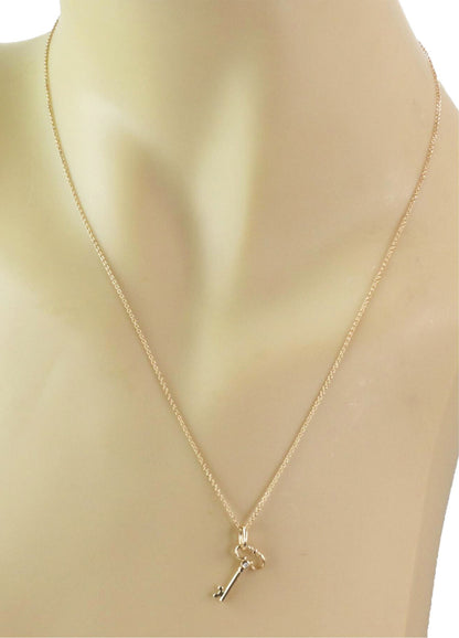 Tiffany & Co. Diamond 18k Yellow Gold Key Pendant Necklace