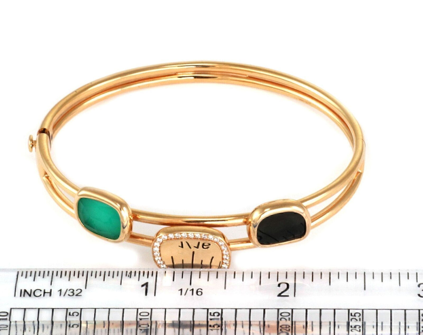 Roberto Coin Jade Diamond 18k Rose Gold Bangle Bracelet