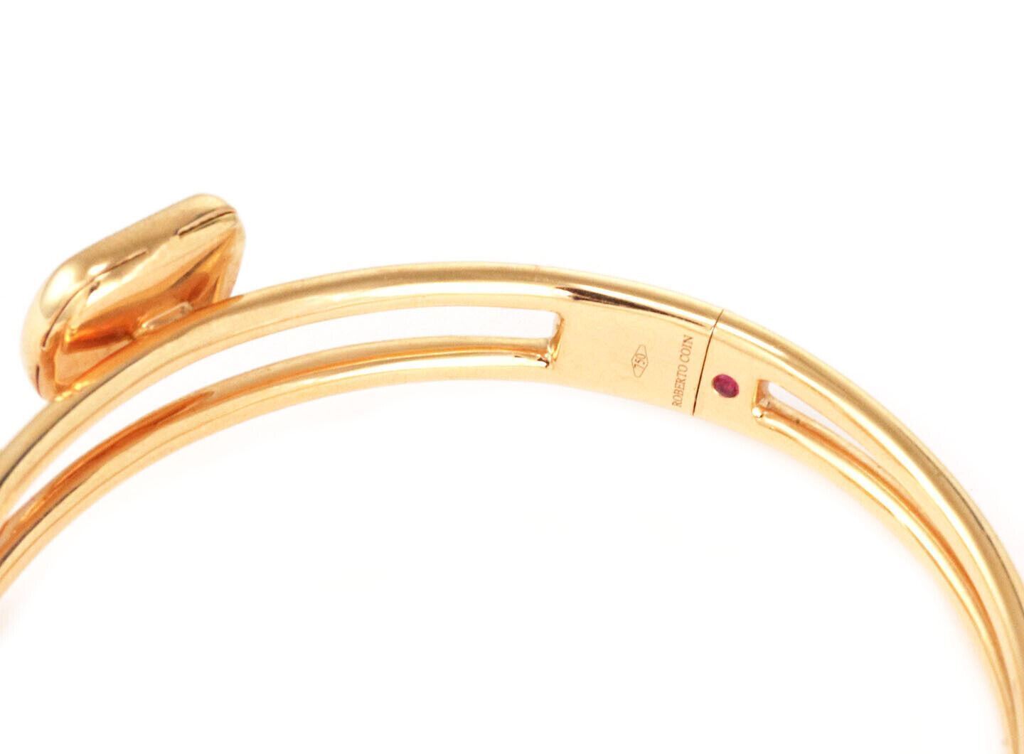 Roberto Coin Jade Diamond 18k Rose Gold Bangle Bracelet