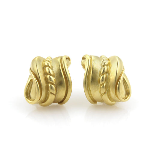 Kieselstein-Cord 18k Yellow Gold Scroll Shell Design Clip On Earrings