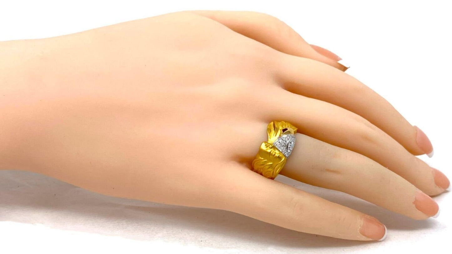 Carrera y Carrera Diamond 18k Two Tone Gold Woman & Bird Ring - Size 6.5