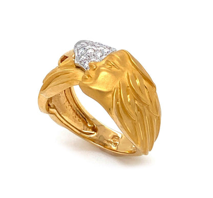 Carrera y Carrera Diamond 18k Two Tone Gold Woman & Bird Ring - Size 6.5