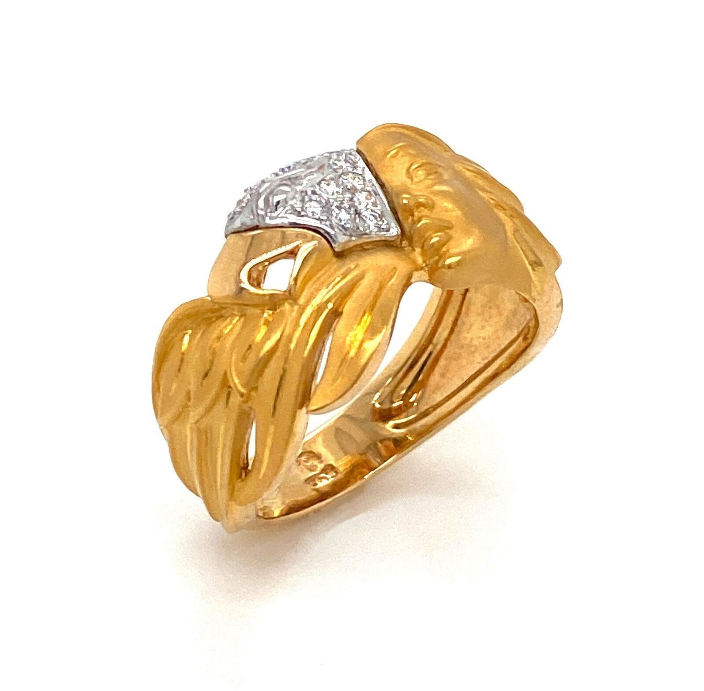 Carrera y Carrera Diamond 18k Two Tone Gold Woman & Bird Ring - Size 6.5