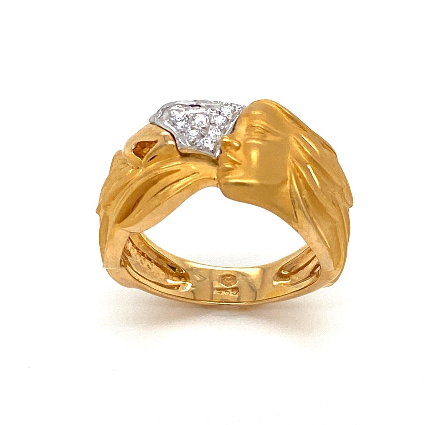 Carrera y Carrera Diamond 18k Two Tone Gold Woman & Bird Ring - Size 6.5