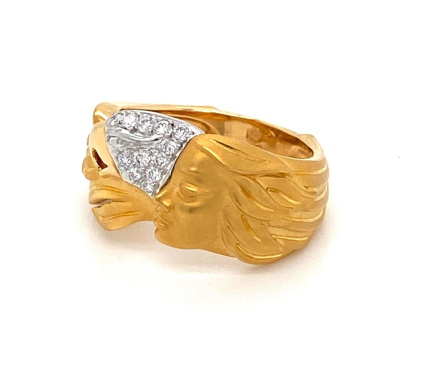 Carrera y Carrera Diamond 18k Two Tone Gold Woman & Bird Ring - Size 6.5