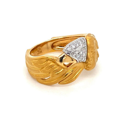 Carrera y Carrera Diamond 18k Two Tone Gold Woman & Bird Ring - Size 6.5