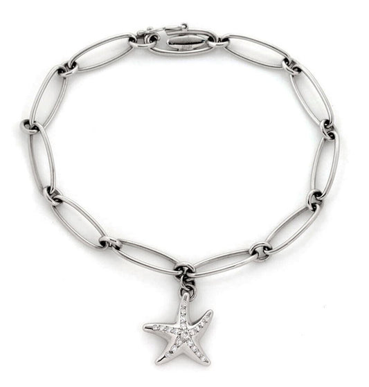 Tiffany & Co. Peretti Diamond Starfish Charm Platinum Oval Link Bracelet