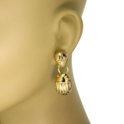 Tiffany & Co. Two Scarab Beetle 18k Gold  Drop Dangle Earrings