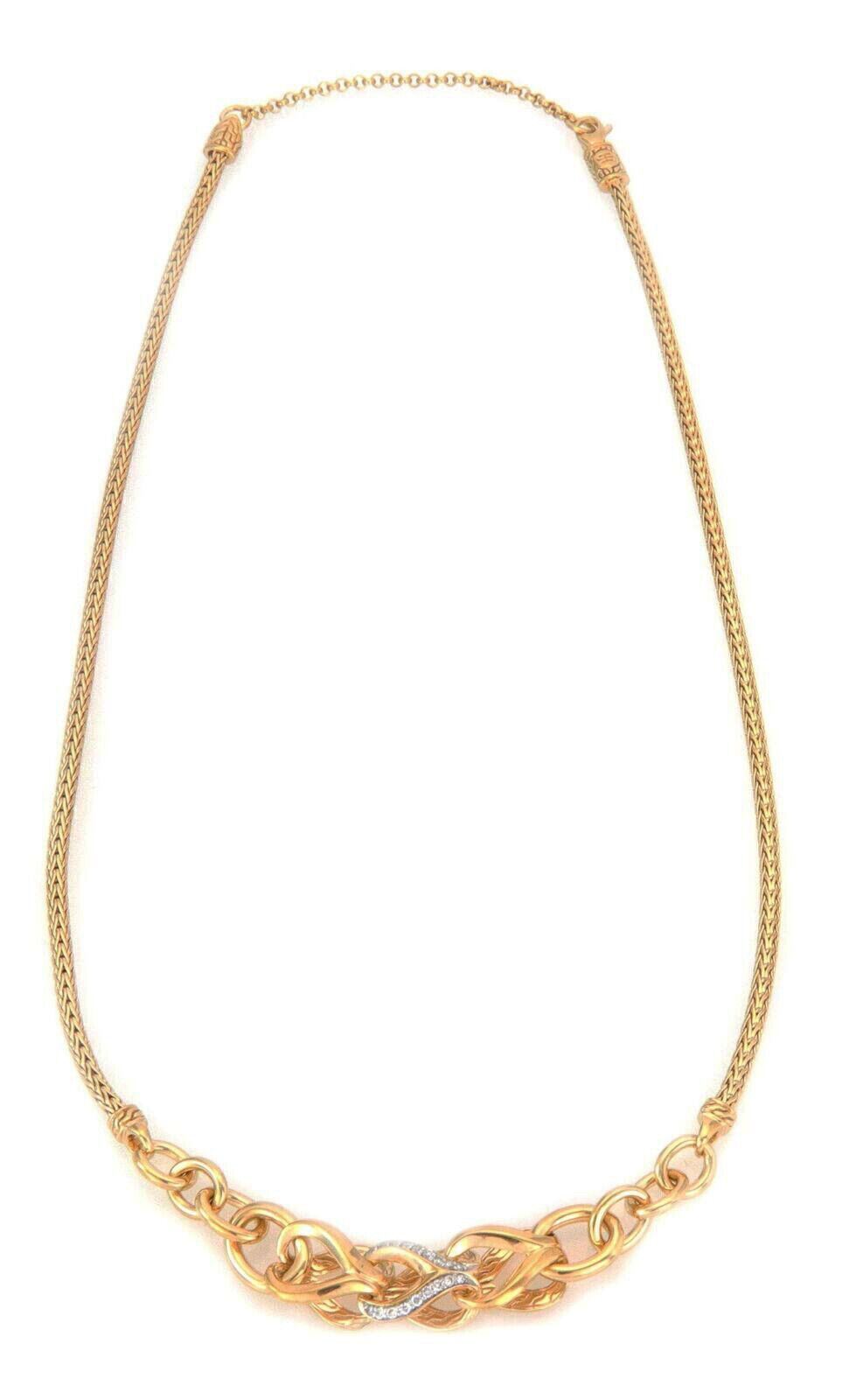 John Hardy 18k gold diamond  Asli Classic Chain Link Station Necklace