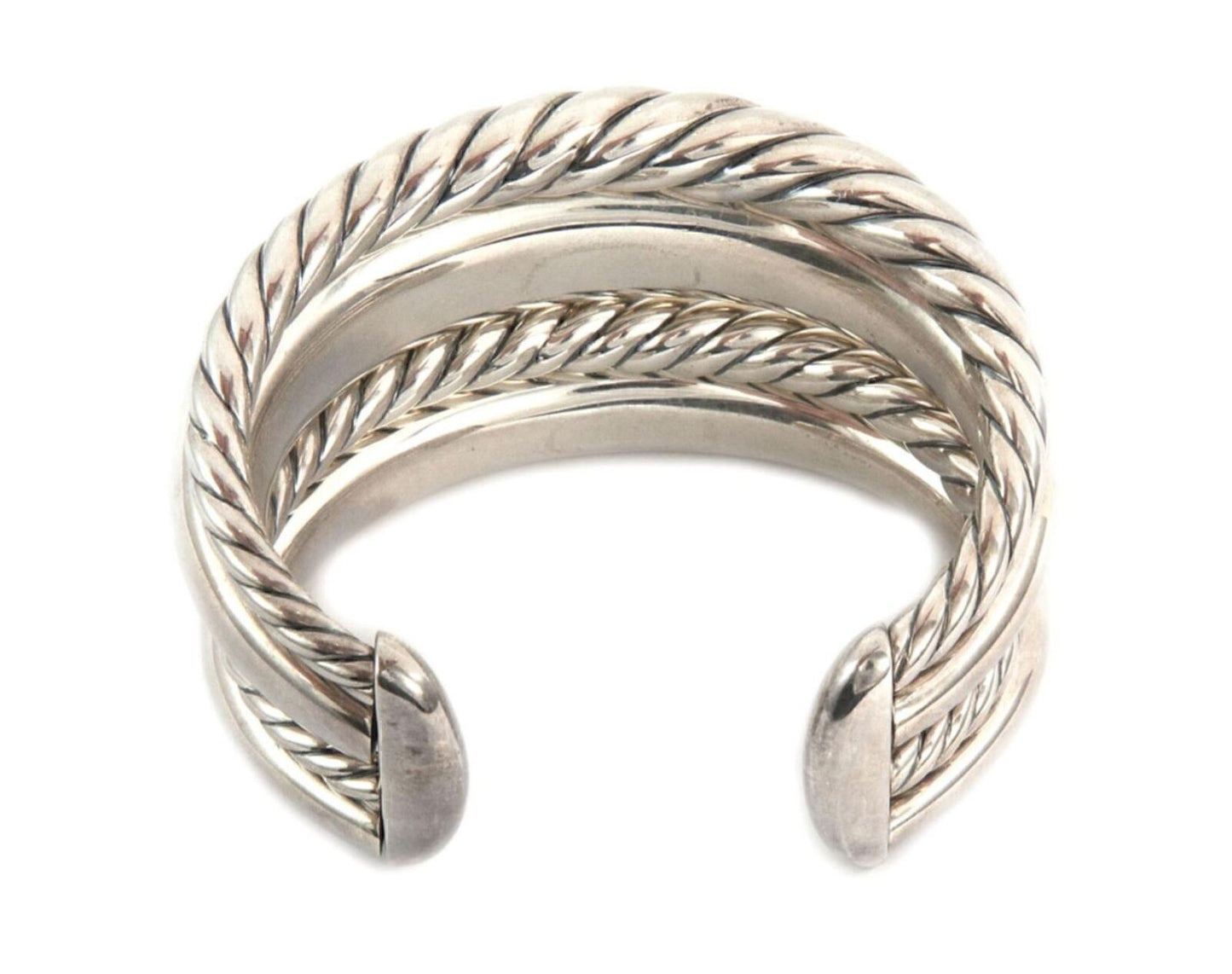 David Yurman Pure Form 4 Row Sterling Silver 42mm Wide Cuff Bracelet