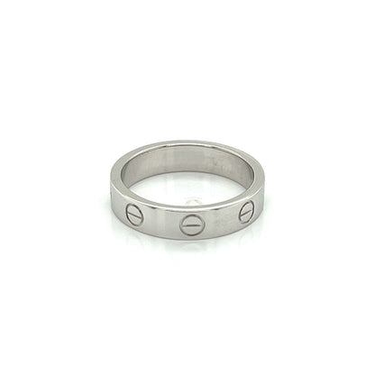 Cartier Mini Love 1 Diamond 18k White Gold Band Ring w/Cert - Size 4.5