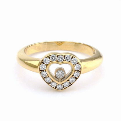 Chopard Happy Diamond 18k Yellow Gold Diamond Bezel Heart Ring w/cert - Size 5
