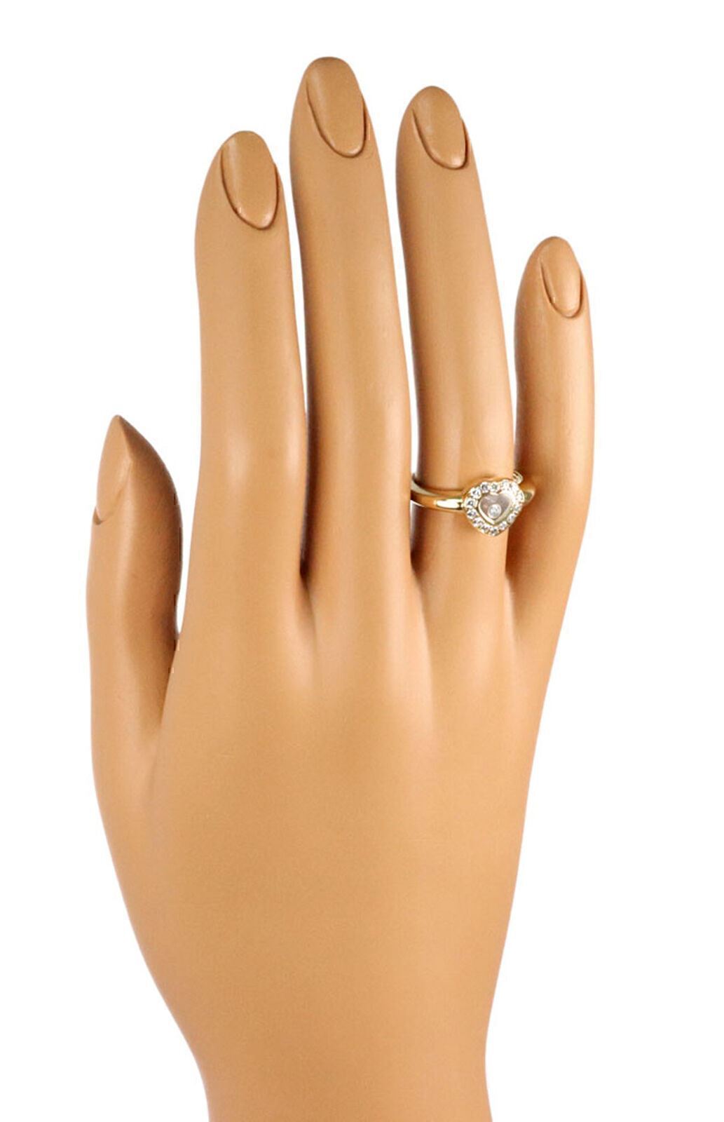 Chopard Happy Diamond 18k Yellow Gold Diamond Bezel Heart Ring w/cert - Size 5