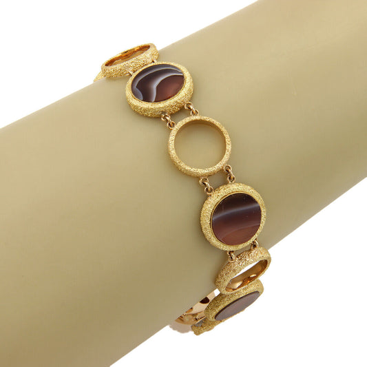 Agate Circles 18k Yellow Gold Link Bracelet