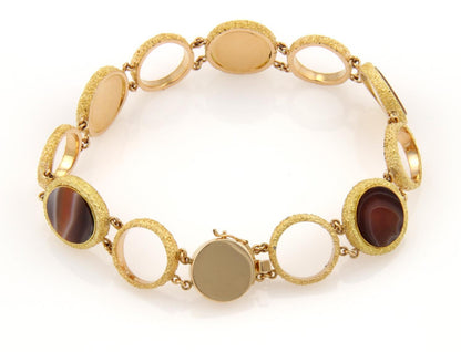 Agate Circles 18k Yellow Gold Link Bracelet