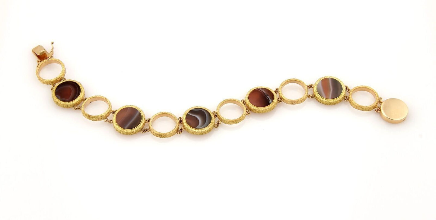 Agate Circles 18k Yellow Gold Link Bracelet