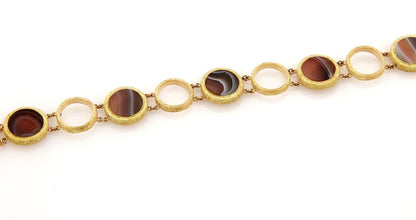 Agate Circles 18k Yellow Gold Link Bracelet