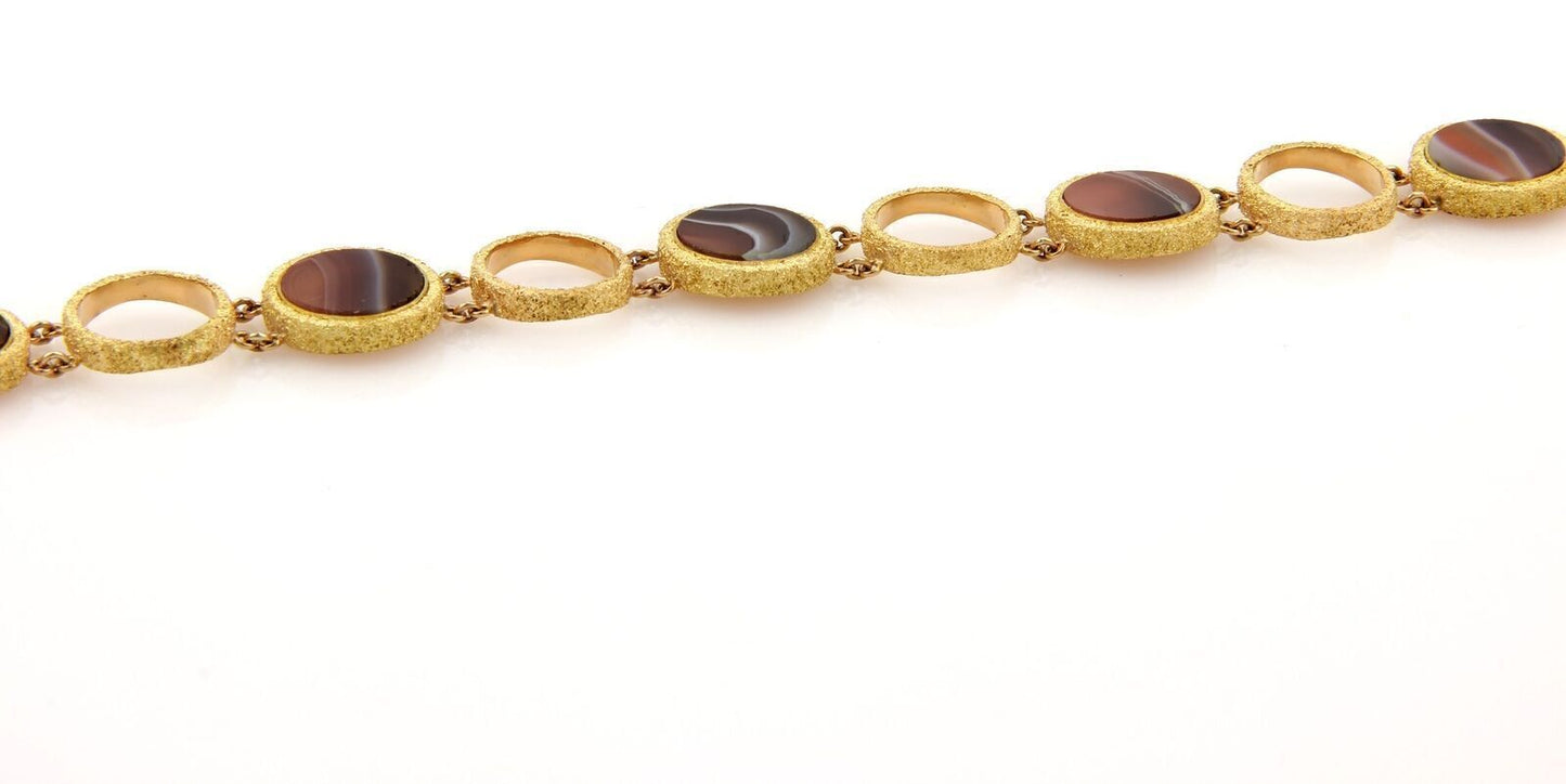 Agate Circles 18k Yellow Gold Link Bracelet