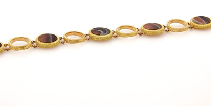 Agate Circles 18k Yellow Gold Link Bracelet