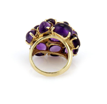 Amethyst Cabochon 14k Yellow Gold Cluster Ring - Size 6