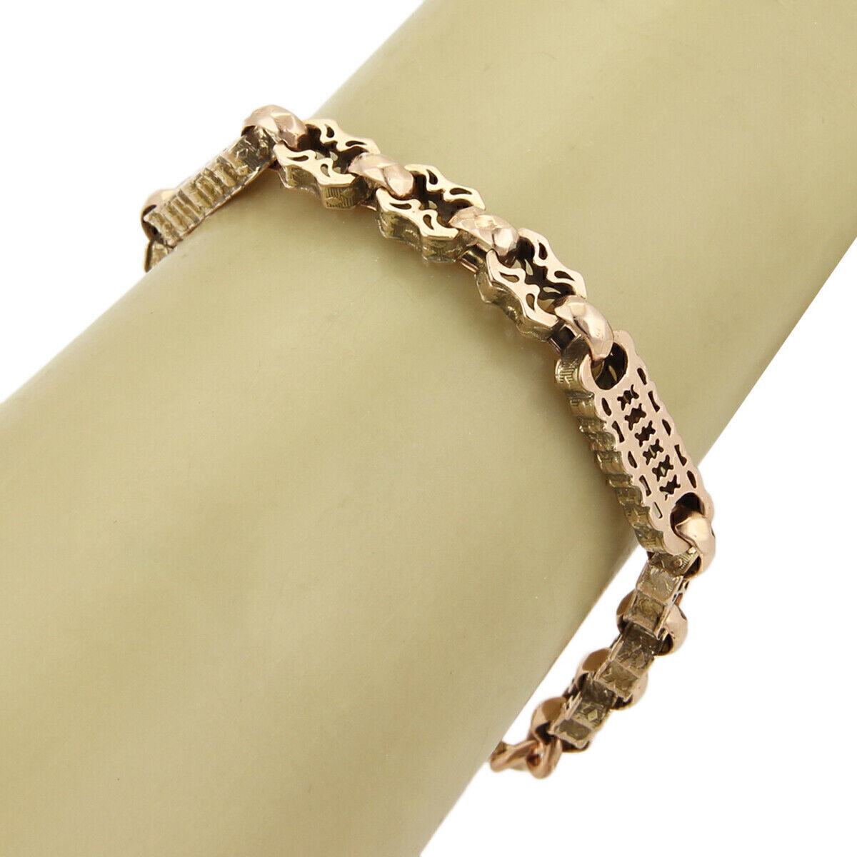 Antique 9k Rose Gold Engraved Link Bracelet